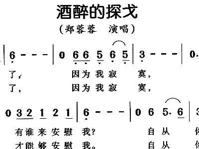 酒醉的探戈 郑蓉蓉 邓丽君 高胜美 歌谱 简谱