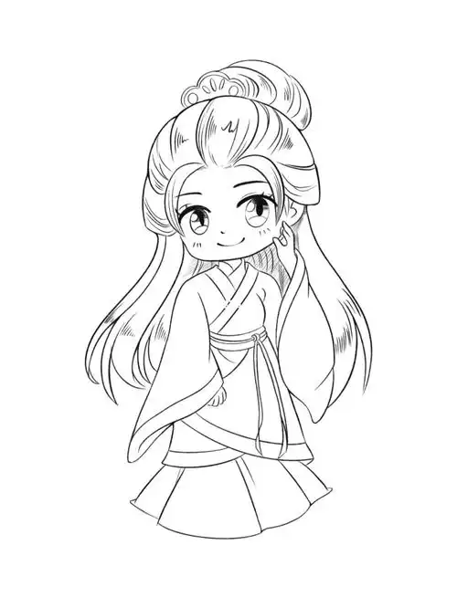 q版古风人物线稿临摹