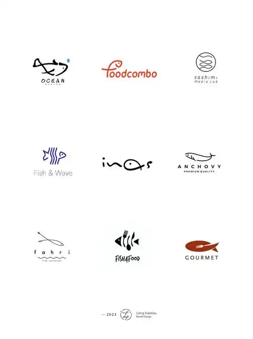 鱼logo设计很多鱼但不多余