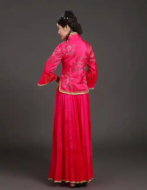 古装民国中式婚礼姐妹小凤仙戏服古筝演出服angelababy秀禾伴娘服