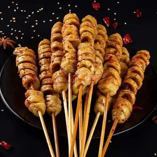 烧烤肉串羊肉串烤肉烧烤半成品bbq食材烤蒜瓣辣椒 烤面筋40串2袋