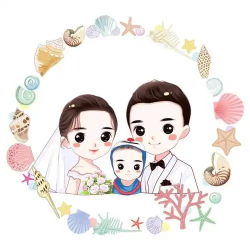 一家三口卡通头像:最幸福莫过于一家三口,窝在床上打闹的快乐时光.