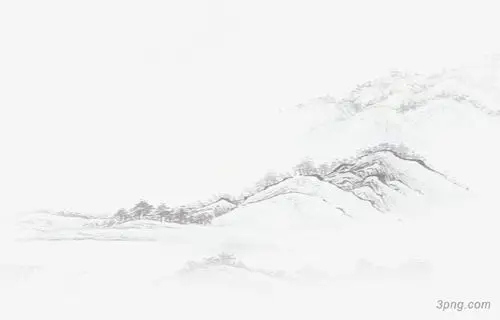 手绘中国风山水画png素材透明免抠图片-装饰效果