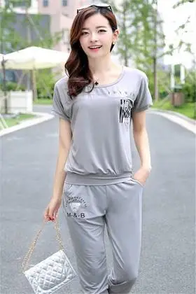 运动套装女夏运动服季新款夏装大码女装短袖胖mm两件套