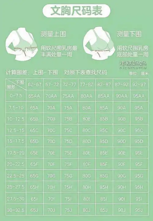 根据身材的胖瘦可选的文胸尺码有:32,34,36,38,40,42,44,从瘦到胖选择