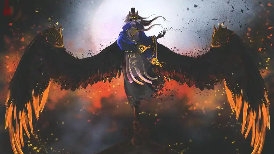 中国风手绘黑色翅膀的大反派高清壁纸