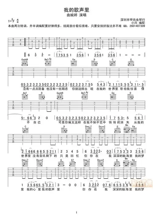 《我的歌声里》吉他谱-c大调音乐网