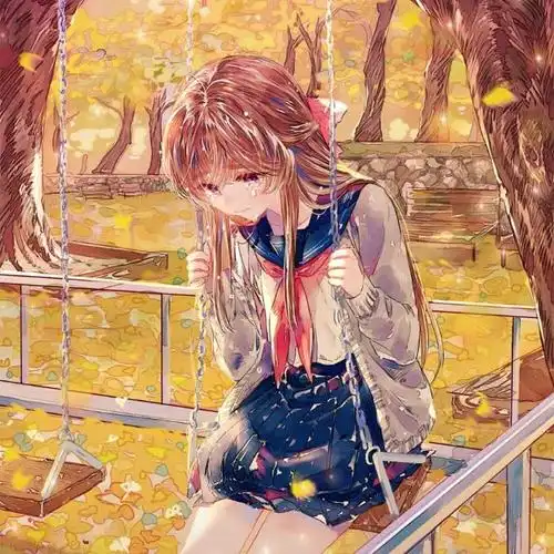 秋天秋千伤感漫画女生头像图片