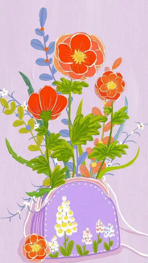 小清新唯美花卉手绘插画