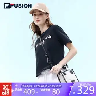 fila fusion斐乐 斐乐fusion潮牌短袖t恤女宽松圆领时尚休闲上衣