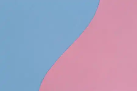 抽象几何,明亮的双糊颜色,平躺纸背景,由2个阴影,浅粉色和浅蓝色,有一