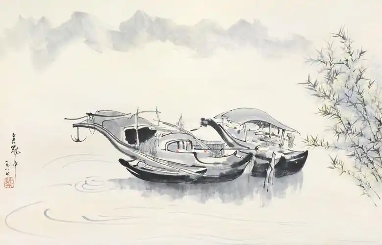 吴冠中吴冠中 渔归 立轴 纸本吴冠中艺术作品大全()书法绘画作品字帖