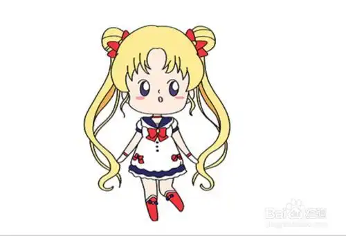 人物简笔画美少女彩色涂色动漫少女全身简笔画画法卡通人物简笔画美