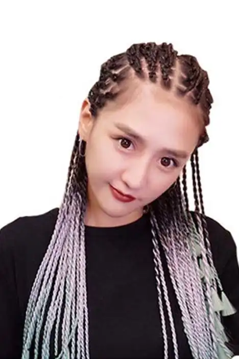 非洲手编麻花辫假发三色渐变大辫子雷鬼脏辫子彩色脏辫外贸假发