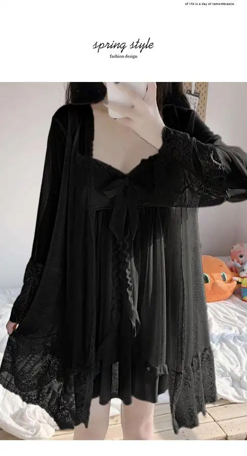 福盛107(官图) 网纱吊带睡裙睡袍女夏季睡裙睡衣性感诱惑套装 - 17网