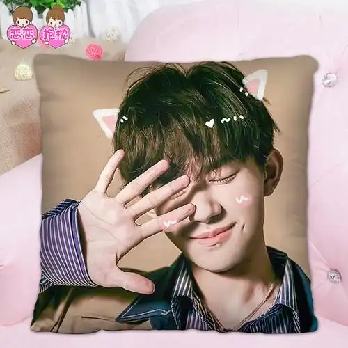 送你一朵小红花易烊千玺抱枕tfboys玩偶公仔周边靠垫