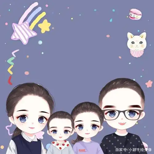 一家四口微信头像温馨全家福幸福如此简单