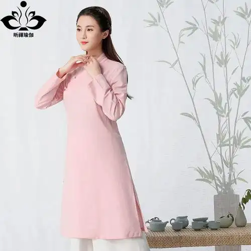 棉麻盘扣斜襟中国风复古茶人服禅意女装文艺长袖唐装女上衣发