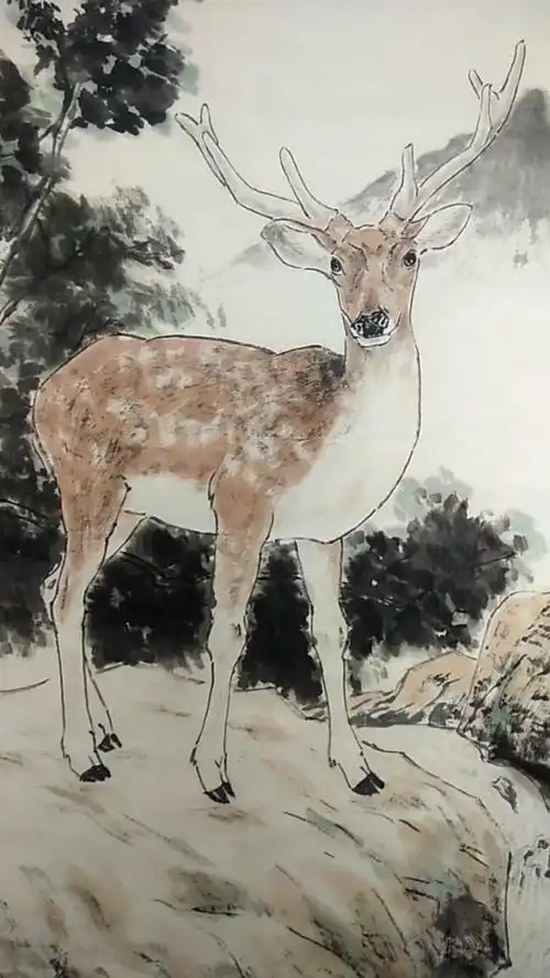 梅花鹿开始上色了