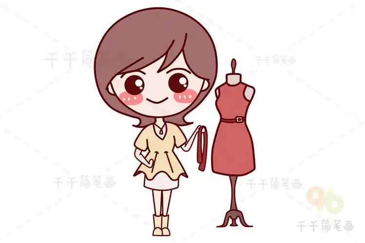 服装设计师简笔画 幼儿绘画