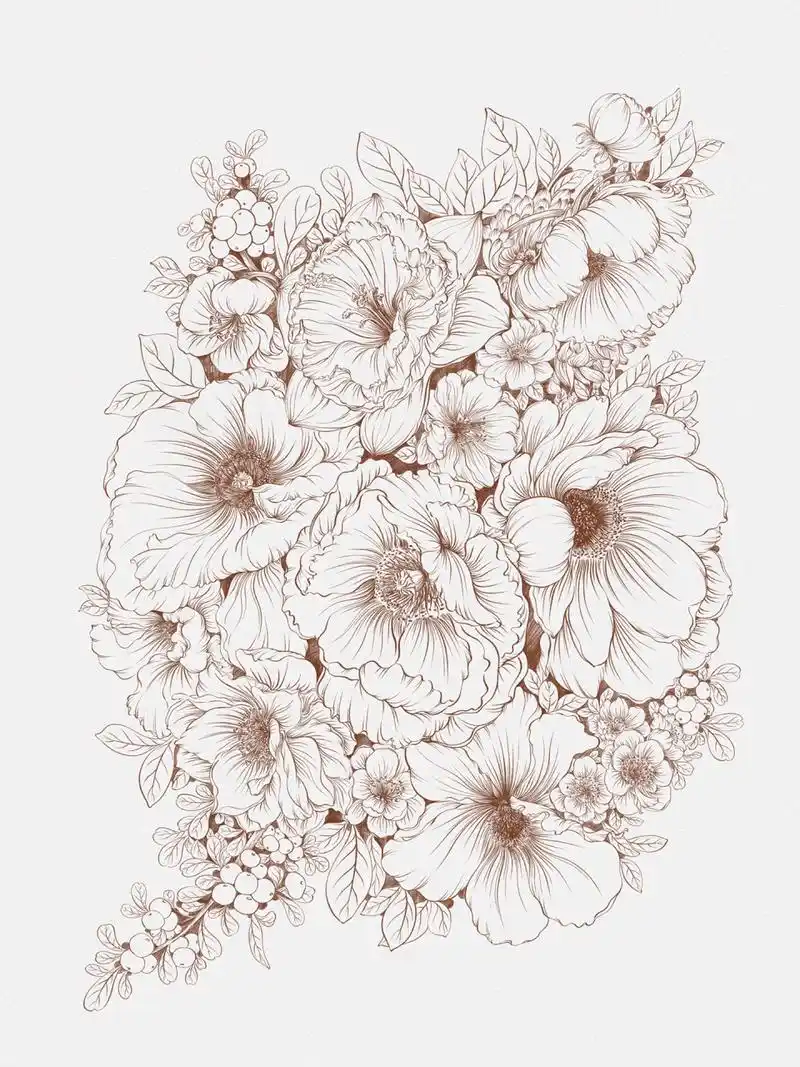 花卉线稿速写『原创』 线条永远是最灵动的.