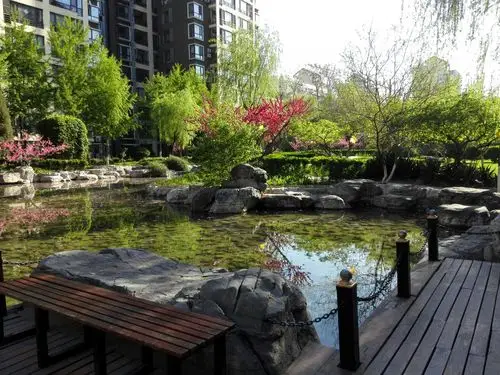 今天水景的池子放水了.(2017.4.9)每年清明放水.立冬抽干水.