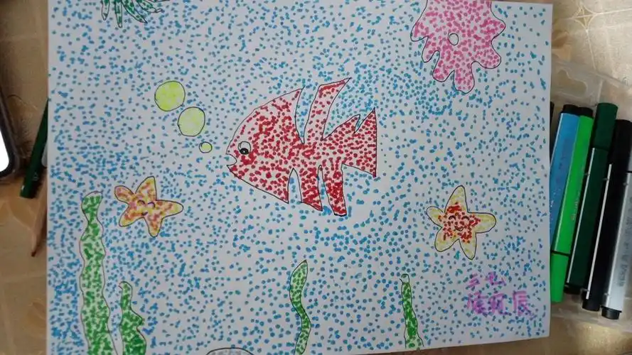 实验小学三年级七班学生《点彩画》美术作品欣赏