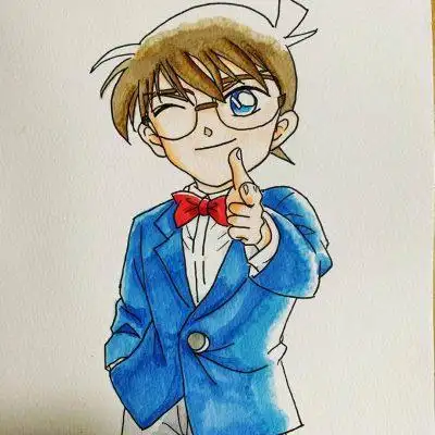 名侦探柯南变小的工藤新一彩色简笔画图片大全