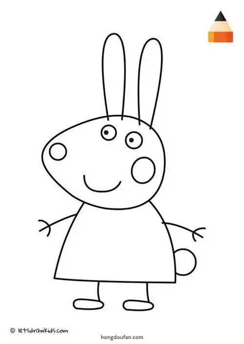 动画片兔子瑞贝卡幼儿填色图片大全-红豆饭小学生简笔画大全