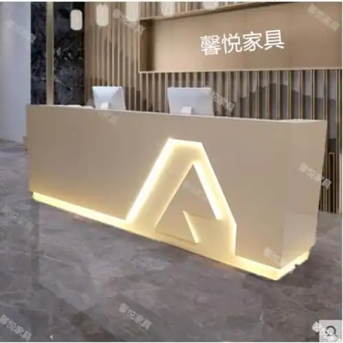 公司烤漆前台酒店迎宾台高档接待台现代简约办公桌美容院收银台