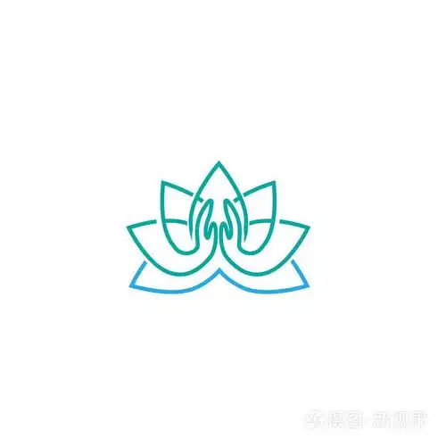 莲花标志与名称. 平面设计元素的平面风格的水疗或瑜伽中心工作室.