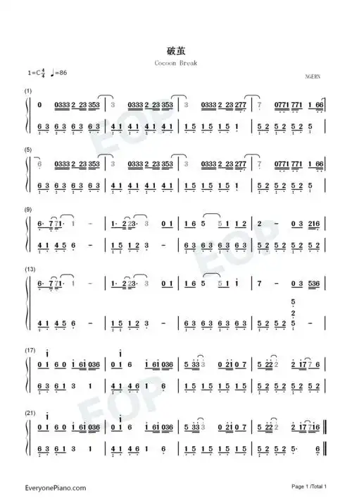 版-张韶涵破茧成蝶告诉大家她是自由的鸟-钢琴谱文件(五线谱,双手简谱