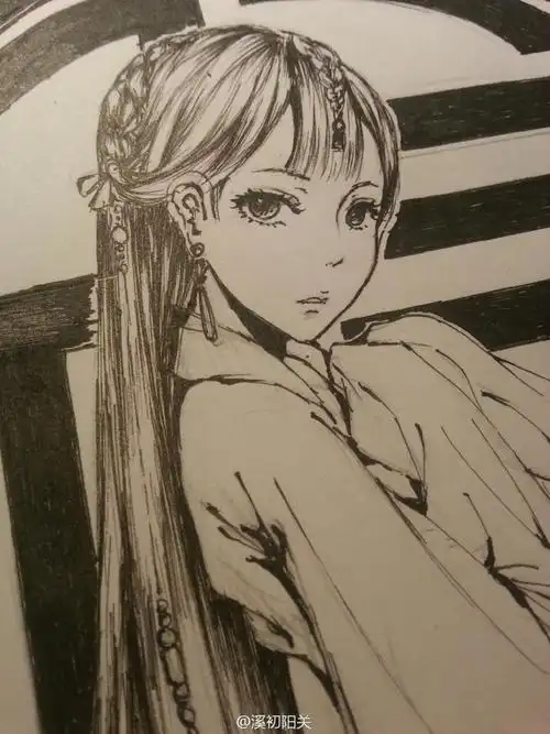 求手绘高手帮我手绘一张古代美女图,能以我的脸为模板.