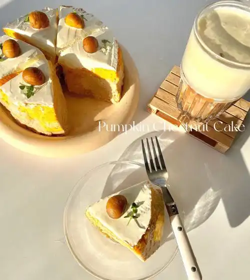 秋日限定甜品ins风切片南瓜栗子蛋糕