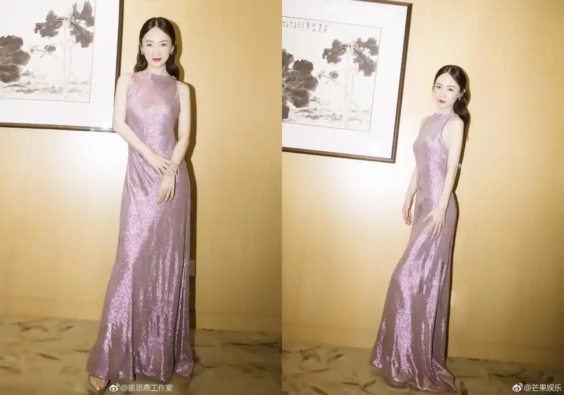 38岁霍思燕走红毯一字肩连衣裙成软肋小骨架女孩千万别学