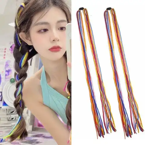 彩色发绳脏辫街舞民族风旅拍云南藏族编发头绳马尾点缀麻花辫头饰