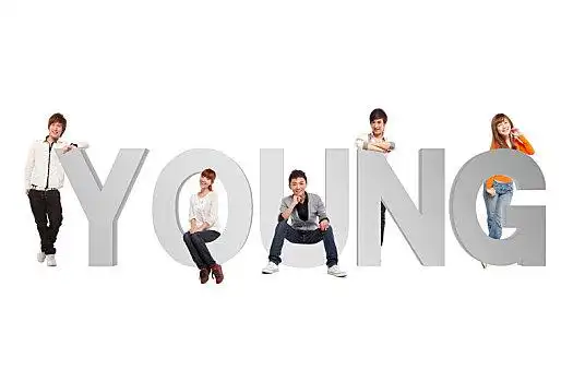 五个人,坐,排列,微笑