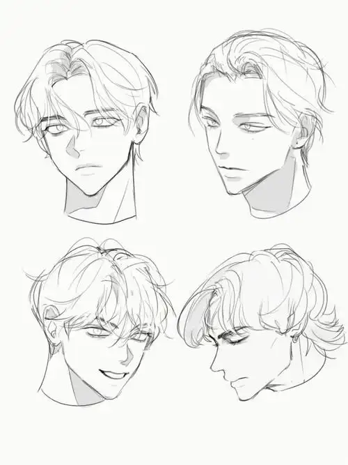 板绘参考79一组超帅的男生头像线稿