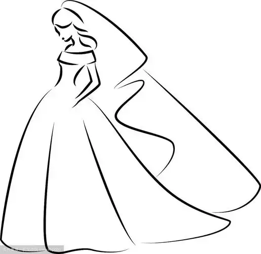 一个年轻优雅的新娘的轮廓