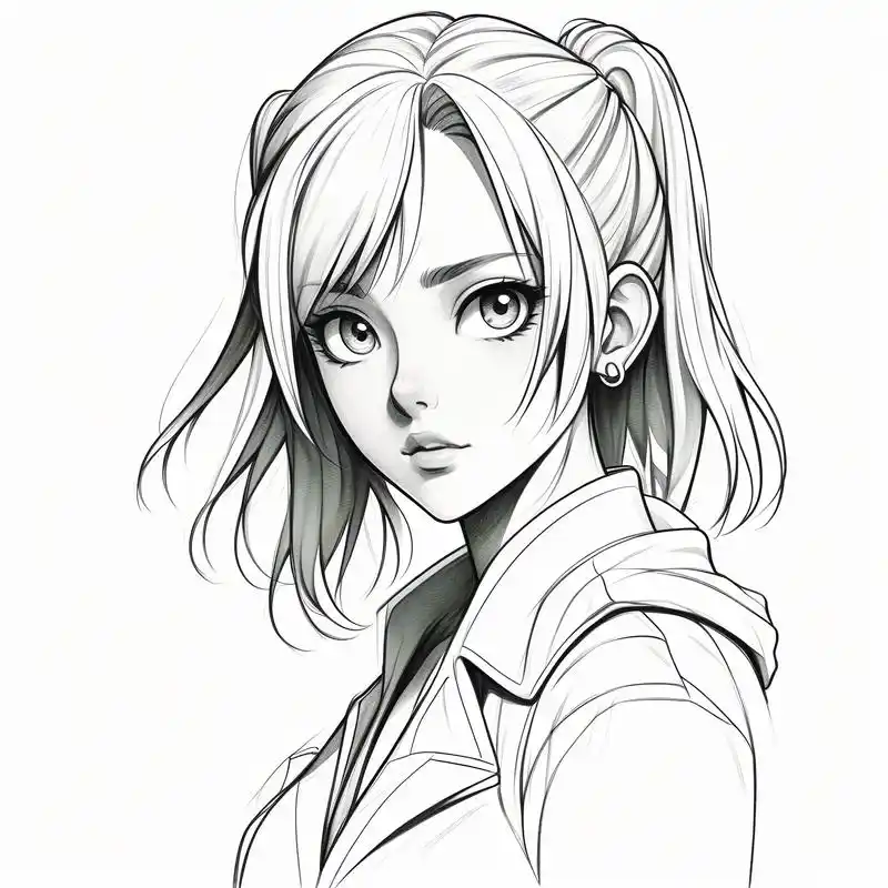 96动漫风女生黑白素描头像94 探索二次元的世界,黑白素描头像独具