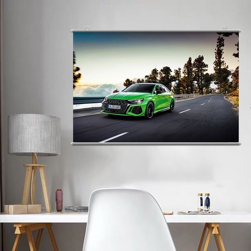 奥迪rs3汽车海报墙贴壁纸大卷轴挂画高清可粘贴写真相纸来图定制