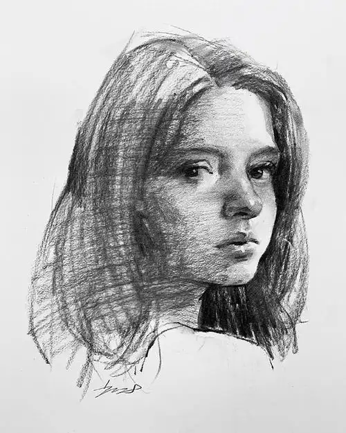 人物肖像画欣赏,富有质感的女孩素描作品集