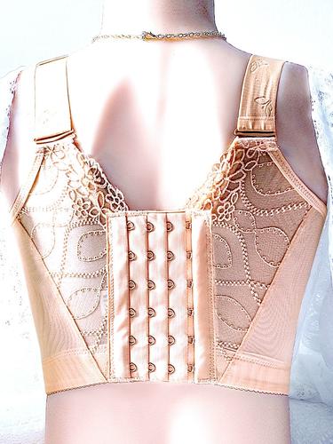 6排扣无钢圈大胸显小大码文胸防走光薄款内衣女调整型聚拢191