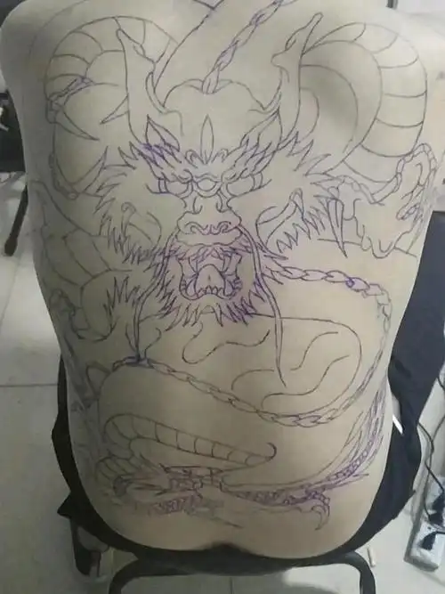 满背龙线条_纹身图案手稿图片_小黑屋的纹身作品集
