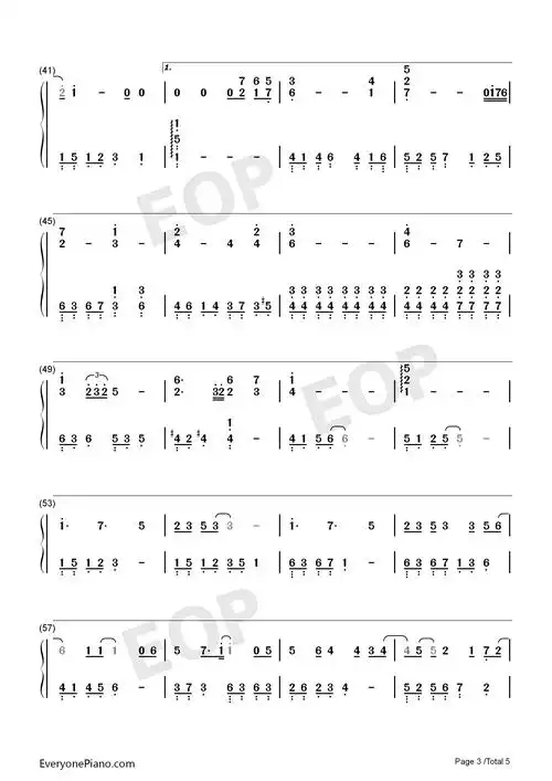 失落沙洲-徐佳莹lala-eop教学曲双手简谱预览3-钢琴谱文件(五线谱