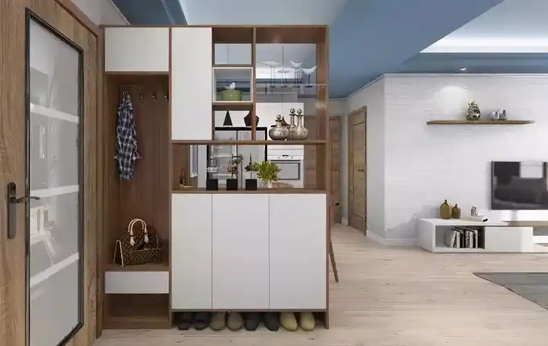 餐厅,厨房的,需要做个隔断型鞋柜,将空两个间隔开形成独立区域,需要