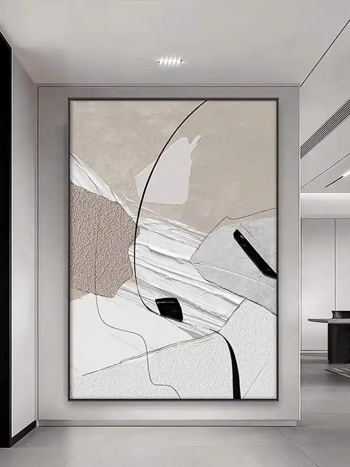 手绘油画米色告白玄关装饰画现代简约客厅沙发背景墙大幅抽象挂画