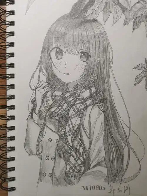 动漫少女素描|动漫|单幅漫画|pong1014 - 临摹作品 - 站酷 (zcool)