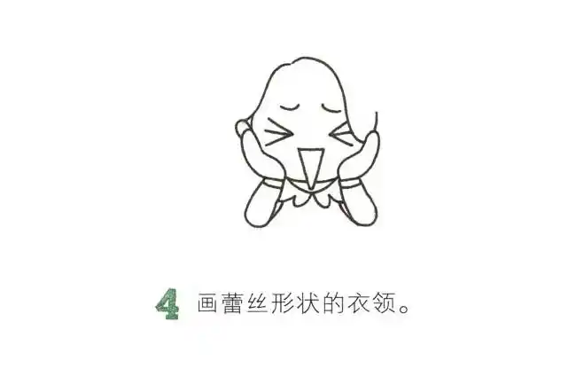 害羞的小女孩简笔画画法步骤图