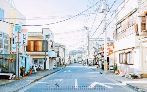 > 2017年6月日本街景小清新日历壁纸(1920×1200)